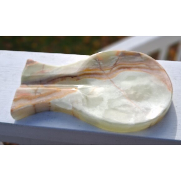 Green Onyx Spoon Rest, Natural Stone Utensil Holder, Farmhouse Kitchen Decor - Picture 6 of 12